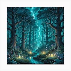 Lightning In The Forest Canvas Print