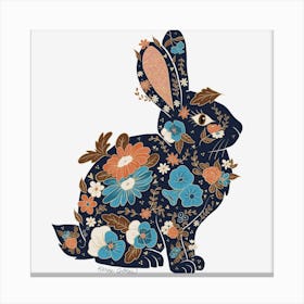 Bunny Floral Silhouette Canvas Print