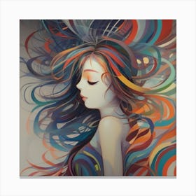 Colorful Girl With Long Hair Canvas Print