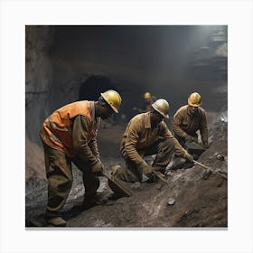 Mine Workers In A Mine 2 Canvas Print