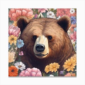 Beautiful bear with roses Canvas Print