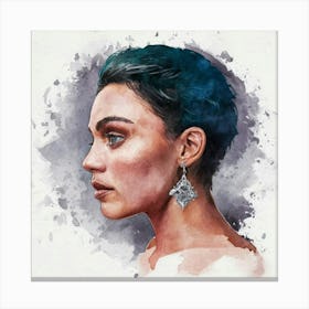 Portrait Of A Woman With Blue Hair 1 Canvas Print