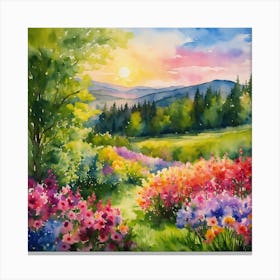 Watercolor Of Flowers Canvas Print