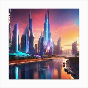 Futuristic Cityscape 76 Canvas Print