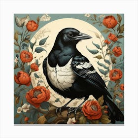 Folk Bird Illustration Magpie Art Print 0 Canvas Print