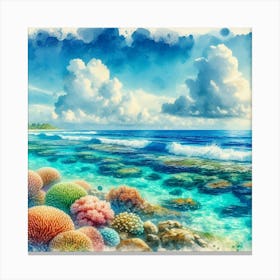 Watercolor Seascape With Corals Toile