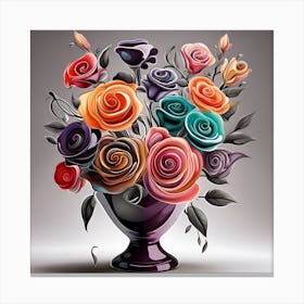 Colorful Roses In A Vase 2 Canvas Print