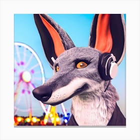 Fox With Headphones Canvas Print