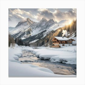 Hyperrealistic photography of a breathtaking winter landscape Canvas Print