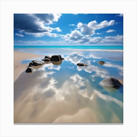 Tidal Reflections, Sandy Beach Canvas Print