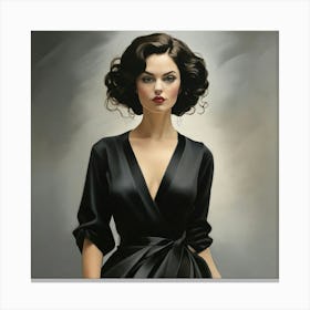 Woman In Black Dress Art Print 3 Canvas Print