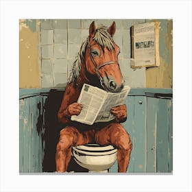 Horse Reading Newspaper 6 Canvas Print