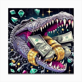 Crocodile Money Canvas Print
