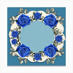 Blue Roses Frame 7 Canvas Print