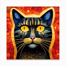 Abstract Cat Artwork On A Red Background Canvas Print