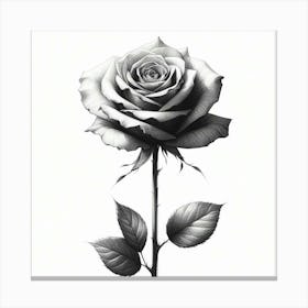 Rose Flower Pencil Sketch Drawing 1 Canvas Print