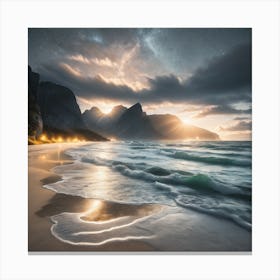 Night At The Beach Canvas Print