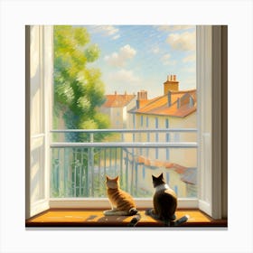 Two Cats Looking Out The Window Canvas Print