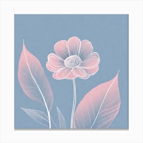 A White And Pink Flower In Minimalist Style Square Composition 690 Canvas Print