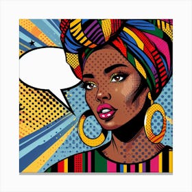 Makena Pop African Woman With Speech Bubble Canvas Print