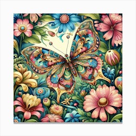 Butterfly In The Garden 3 Canvas Print