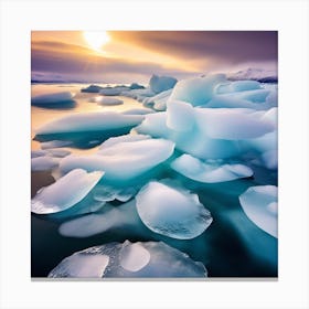 Icebergs At Sunset 47 Canvas Print