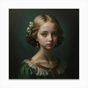 Girl In Green Dress Canvas Print