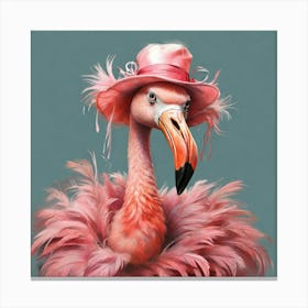 Flamingo In Hat Canvas Print