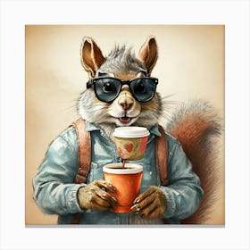 Squirrel With A Cup Of Coffee 3 Canvas Print