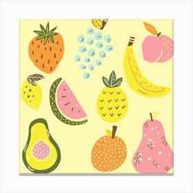 Fruits Watermelon Pineapple Food Avocado Nature Melon Summer Healthy Canvas Print