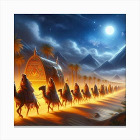 Pharaohs Caravan In Desert Canvas Print