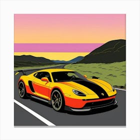 Racing Car Precision-Engineered Sports Car with Stripes Canvas Print