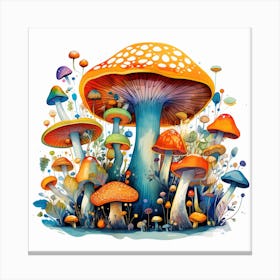 Mushrooms And Flowers 45 Canvas Print