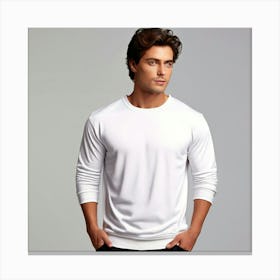 Mock Up Cotton Casual Wearable Printed Graphic Plain Fitted Loose Crewneck V Neck Sleeve (7) Canvas Print