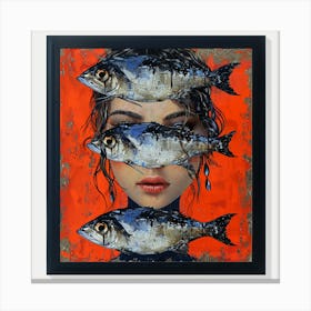 Fish and a girl Canvas Print