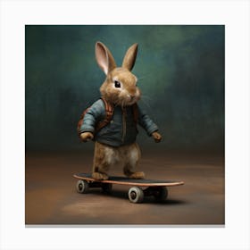 Peter Rabbit On Skateboard Canvas Print