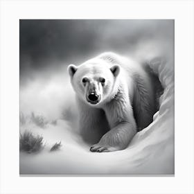 Bear Cub Emerging from Arctic Snow Burrow Canvas Print