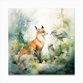 Fox And Bird 1 Canvas Print