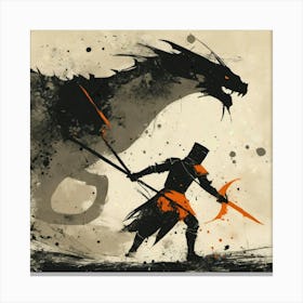 Dragon And The Knight Canvas Print