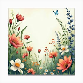 Mystical Garden With Enchanted Flora, Watercolor 1 Canvas Print