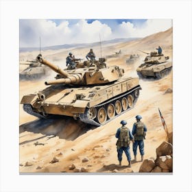 M60 Tanks In The Desert 3 Canvas Print