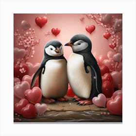 Valentine Penguins Canvas Print