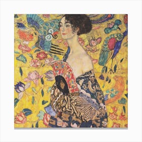 Woman With Fan, Gustav Klimt Canvas Print