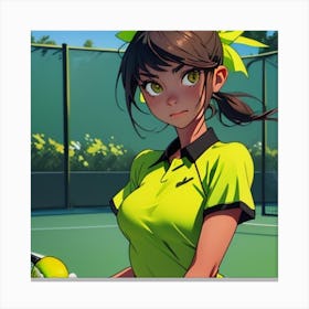 Anime Girl Holding Tennis Racket Canvas Print