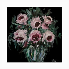 Moody Pink Flowers Canvas Print