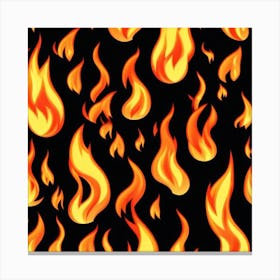 Flames On Black Background 64 Canvas Print