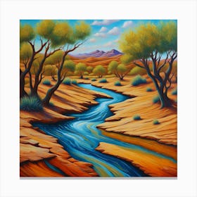Desert Serenity: River’s Melody Through Sun-Kissed Sands Canvas Print