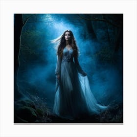 Banshee Radiating Polychrome Hues Haunting Aura Surrounding Her In A Mist Filled Ancient Irish For Canvas Print