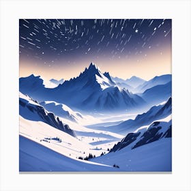 Snowy Mountain Landscape Canvas Print