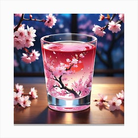Cherry Blossoms In A Glass Canvas Print